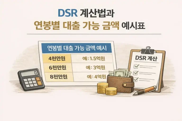 DSR 계산법과 연봉별 대출 가능 금액 예시표