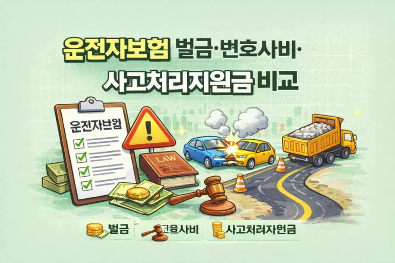 운전자보험 벌금·변호사비·사고처리지원금 비교