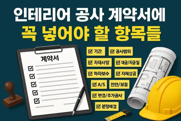 인테리어 공사 계약서에 꼭 넣어야 할 항목들