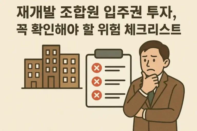 재개발 조합원 입주권 투자, 꼭 확인해야 할 위험 체크리스트