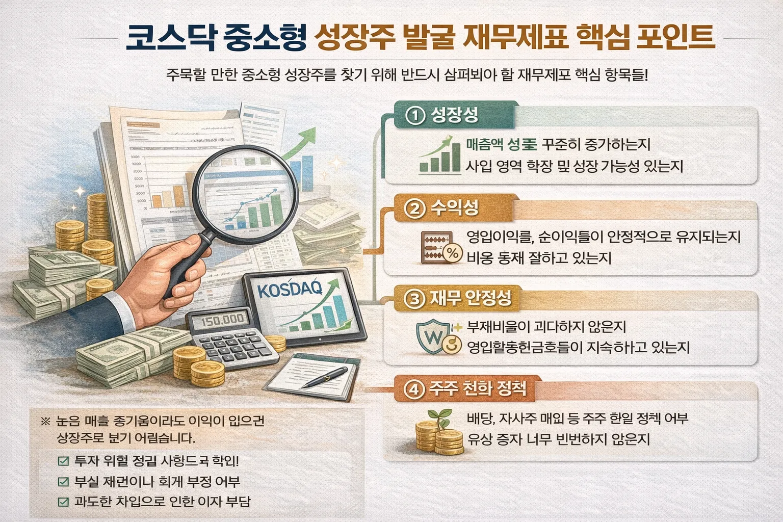 코스닥 중소형 성장주 발굴 재무제표 핵심 포인트