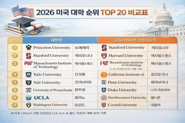 미국대학 어디가 좋을까? 2026 순위와 특징 완벽 분석
