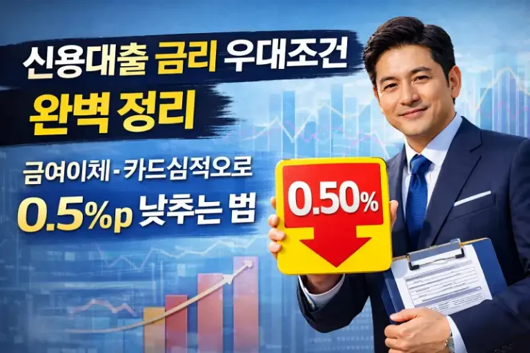 신용대출 금리 우대조건 완벽 정리 급여이체·카드실적으로 0.5%p 낮추는 법