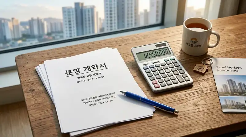 분양 계약서와 계산기