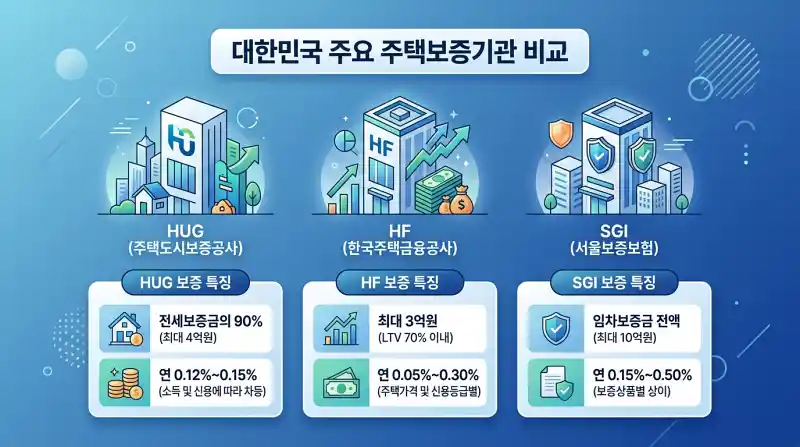 3대 주택보증기관 비교 인포그래픽