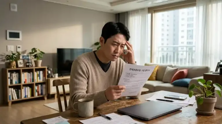 걱정하는 세입자의 거절 통지서 확인 장면