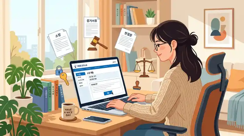 대법원 전자소송 시스템으로 소송 제기하는 모습