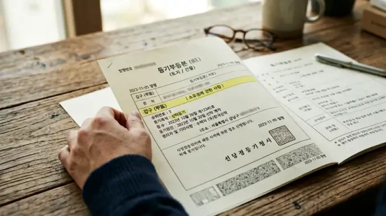 등기부등본 갑구 섹션 실물 사진