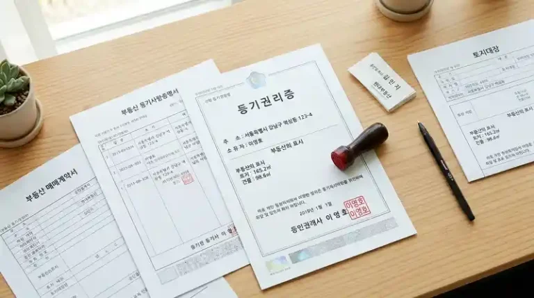 부동산 등기 서류 플랫레이