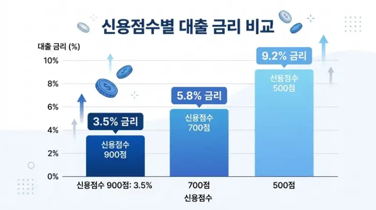 신용점수별 대출금리 비교 막대 그래프