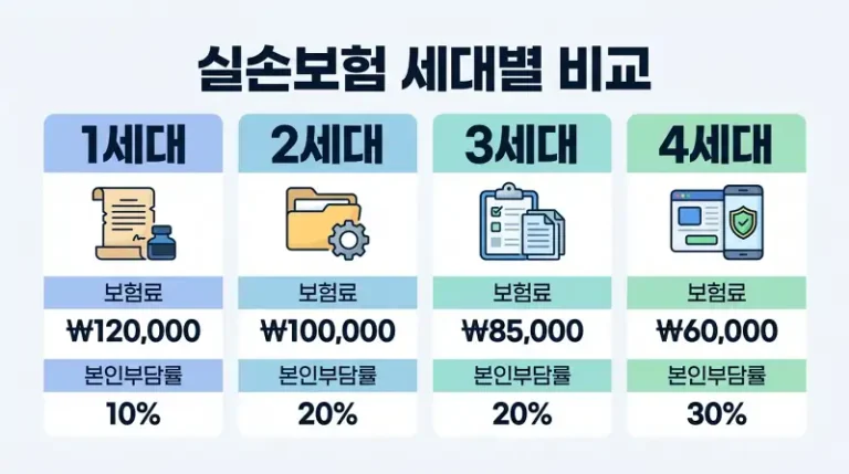 실손보험 세대별 비교 인포그래픽