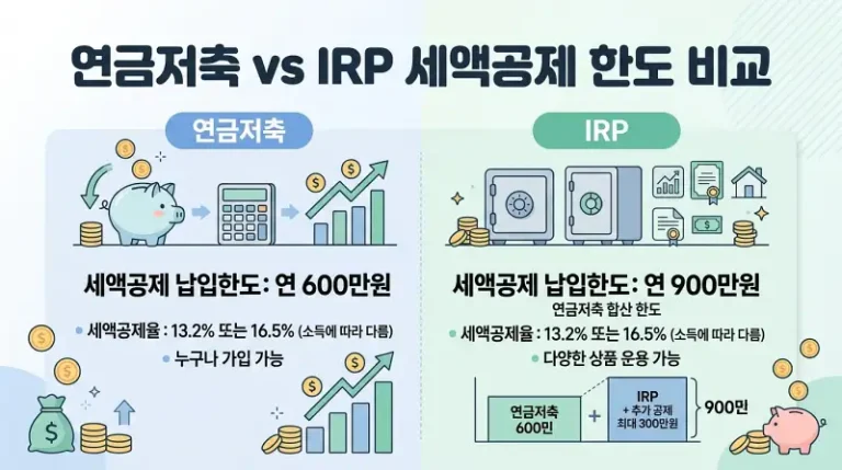 연금저축 vs IRP 세액공제 한도 비교