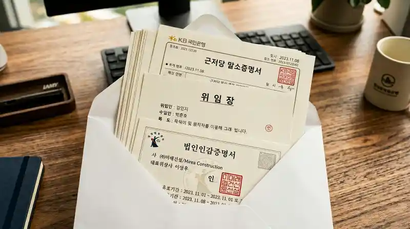 은행 서류 봉투 속 서류들
