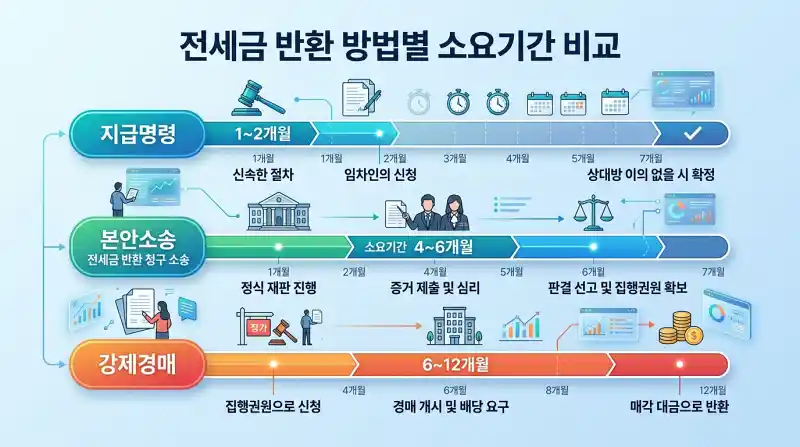 전세금 반환 방법별 소요기간 비교 타임라인