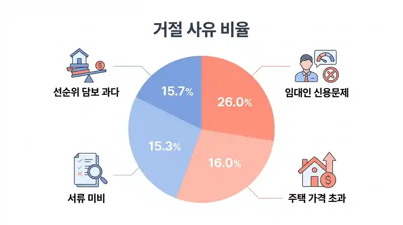  전세보험 거절 사유 비율 파이 차트