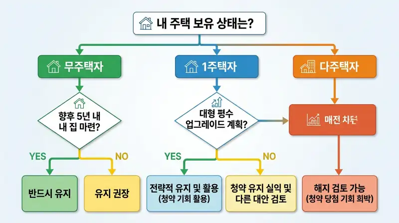 주택 보유 상태별 청약통장 해지/유지 판단 플로우차트