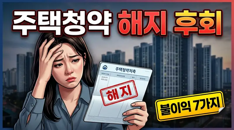 주택청약 종합저축 해지했더니 후회 직격탄 — 불이익 7가지와 유지 판단 기준