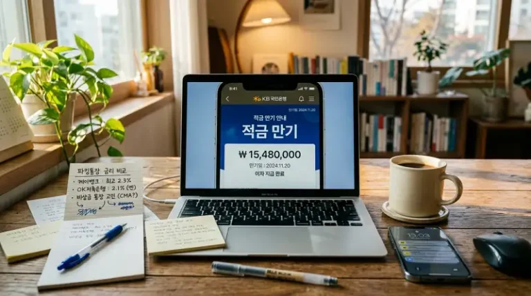 집에서 금리 비교하는 장면