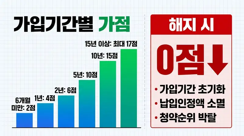 청약통장 가입기간별 가점과 해지