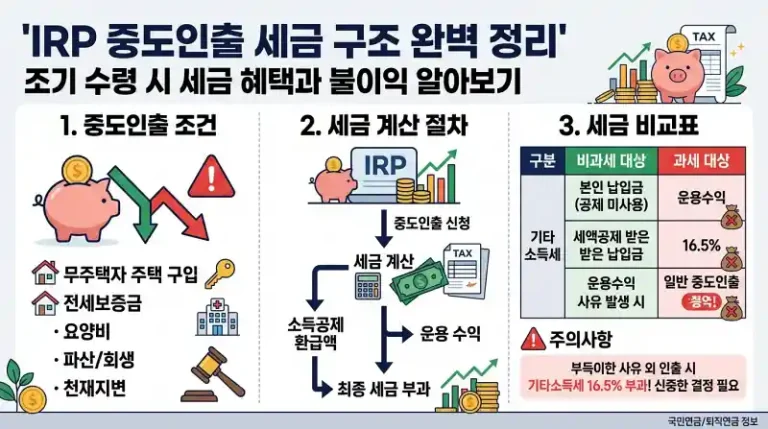 IRP 중도인출 세금과 기타소득세 퇴직소득세 비교