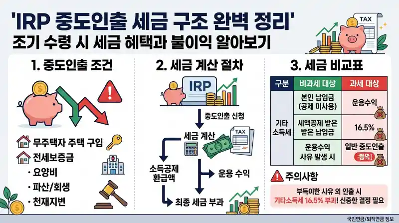 IRP 중도인출 세금과 기타소득세 퇴직소득세 비교