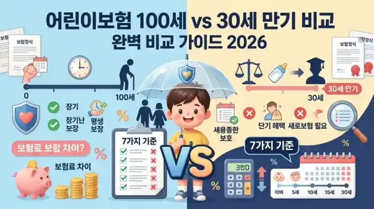 어린이보험 100세 만기 vs 30세 만기