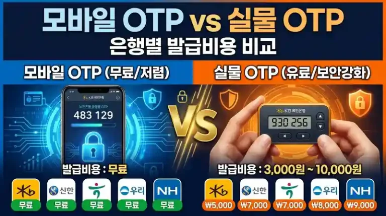 모바일 OTP vs 실물 OTP, 은행별 발급비용 비교