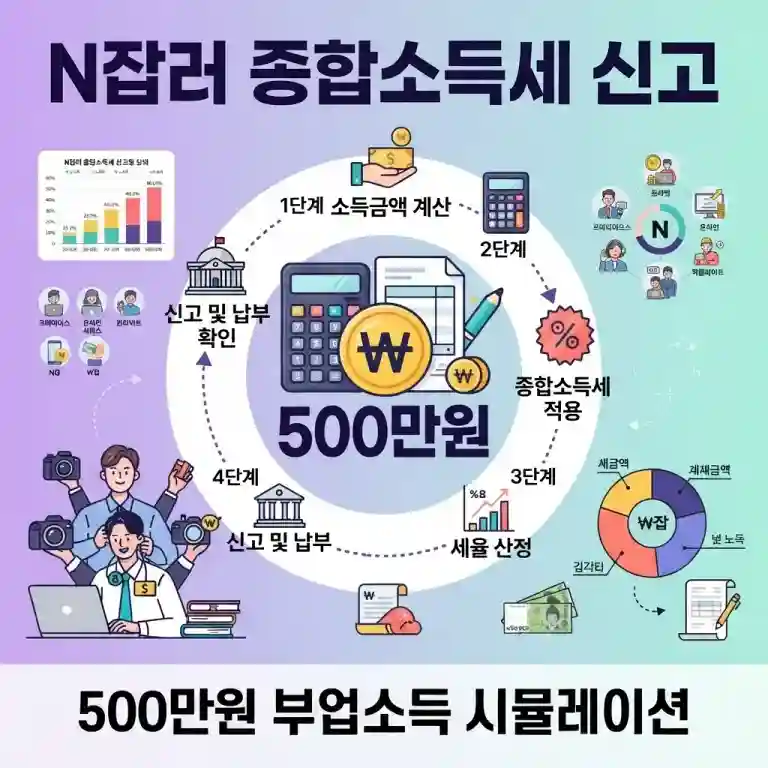 부업 소득 500만원 종합소득세 계산 과정과 N잡러 신고