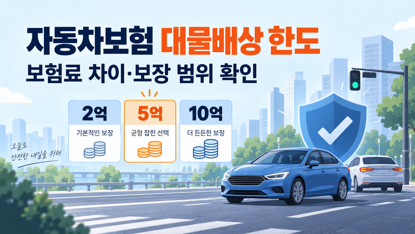 자동차보험 대물배상 한도 2억 5억 10억의 보장 범위를 비교하는 이미지